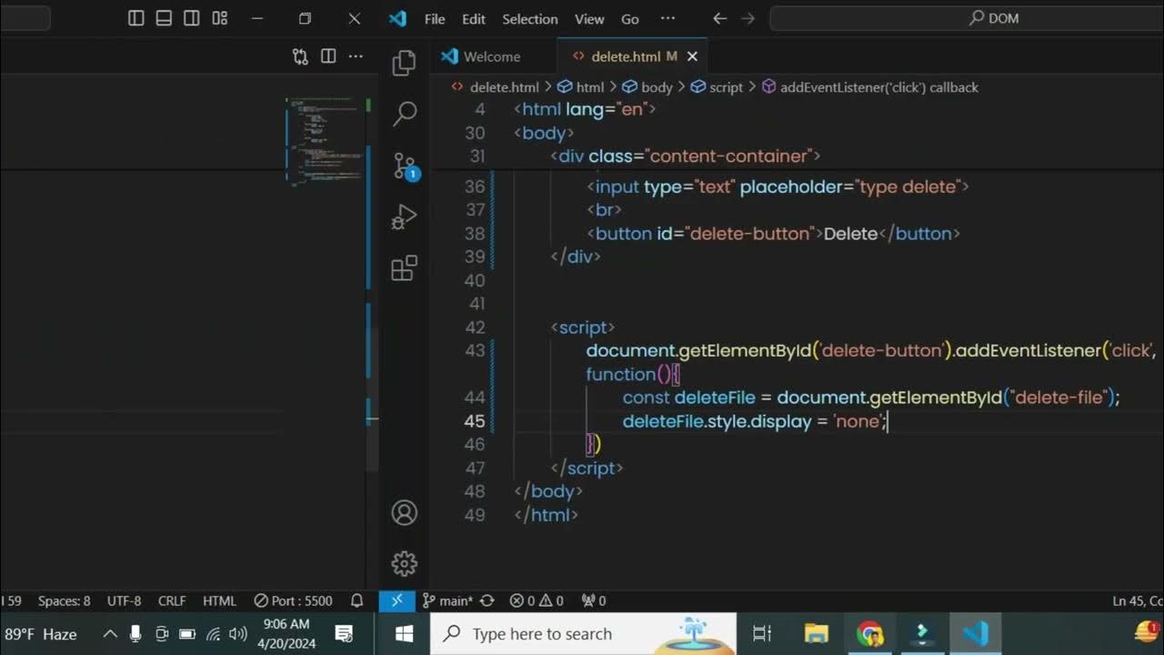 How to delete file type delete in the input field use javascript - YouTube