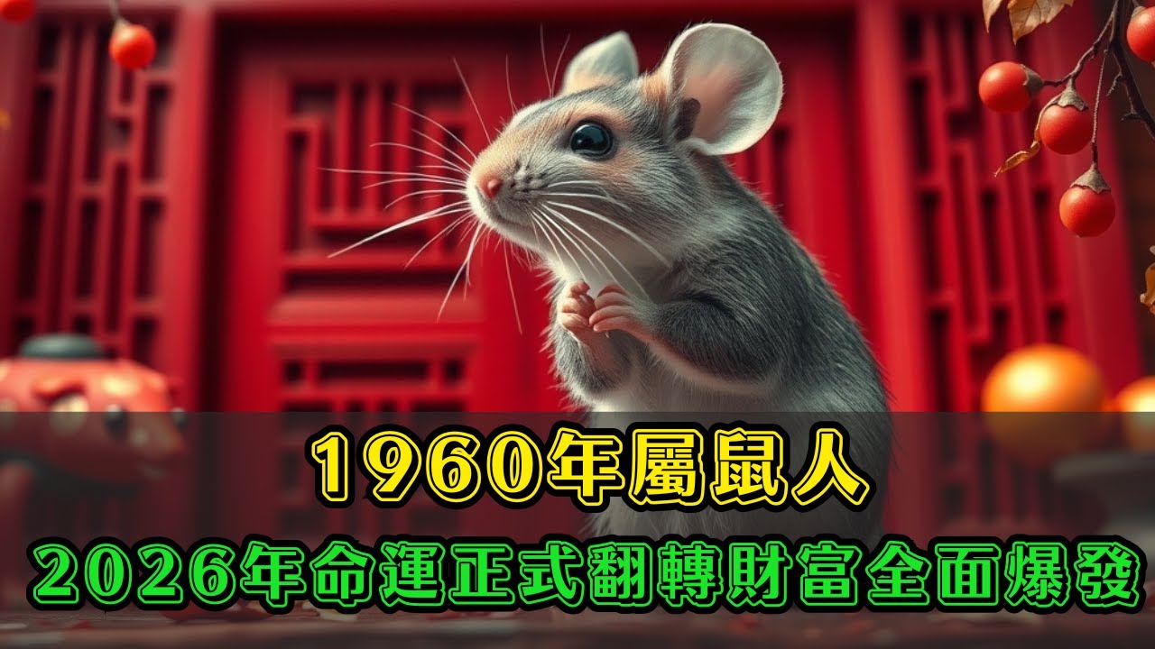 1960年屬鼠人注意！你人生「最黑暗的一關」已過，2026年起連走10年大運，財富全面爆發！#1960年 #屬鼠 #庚子鼠 #轉運 #財運爆發 #貴人運 #十年巔峰