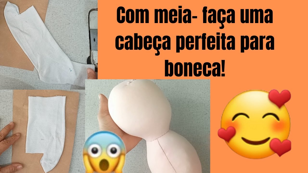 Com meia faça uma cabeça  de boneca perfeita!
