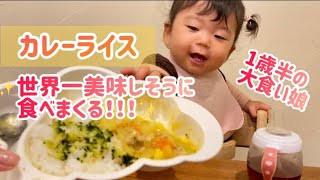 1歳半/カレーライスを世界一美味しそうに食べる驚愕の◯分で完食これでも風邪ひいてます。