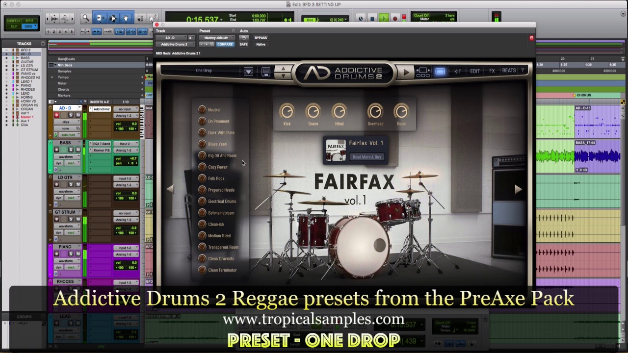BFD 3 VS Addictive Drums Presets Reggae Rockers Type