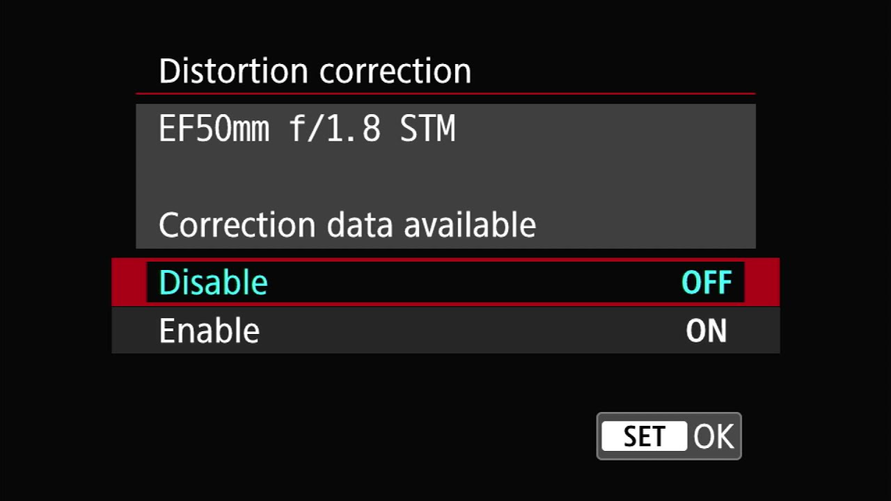 Canon EOS RP Menu Items Shoot 2 Lens Aberration Correction YouTube