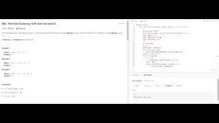 Leetcode 862. Shortest Subarray with Sum at Least K || Prefix Sum || Priority Queue