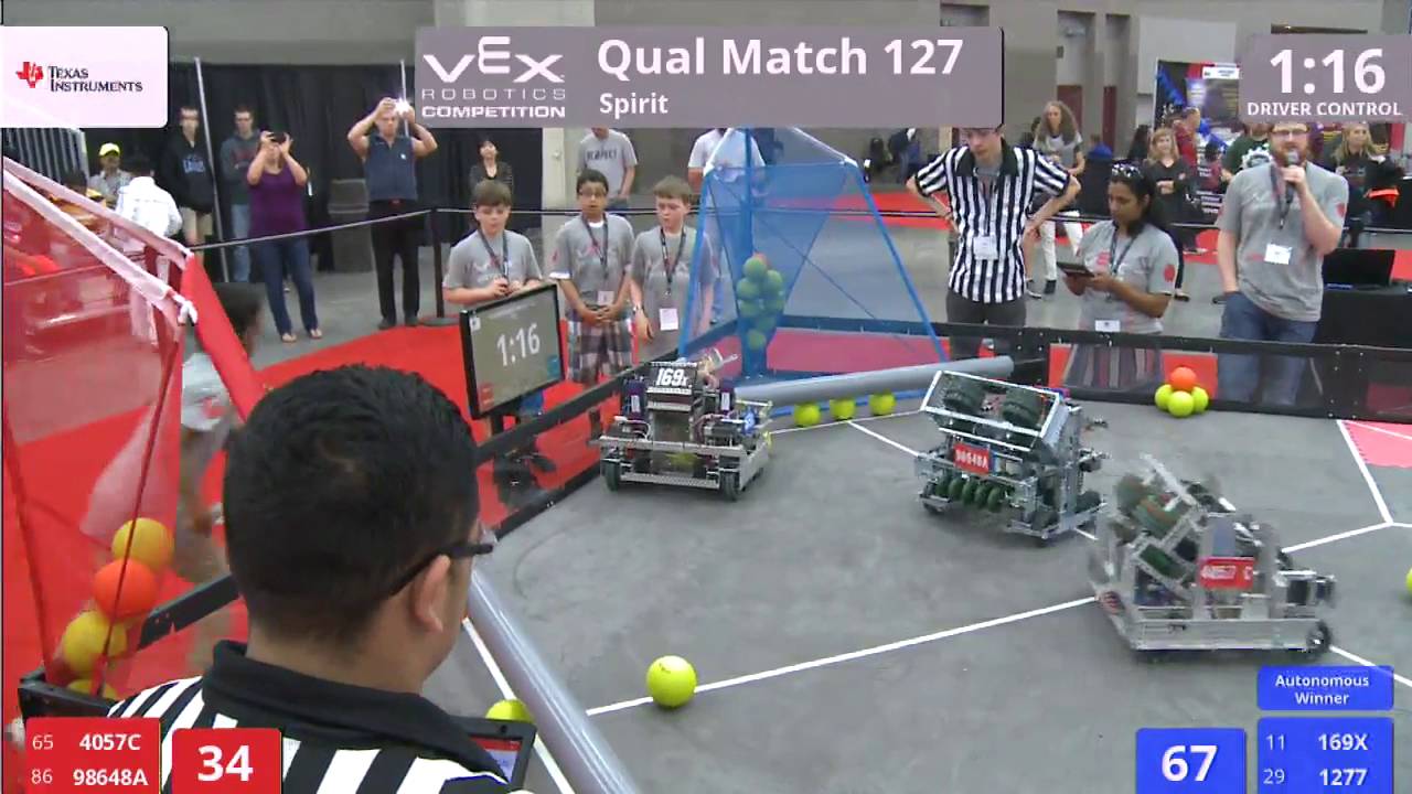 VEX Worlds 2016 - VRC Middle School - Spirit - Qual 127 (4057C 98648A) 136 vs 218 (169X 1277)