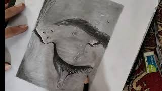 realistic sketch with simple drawing equipments | I don't have proper art material in lockdown |