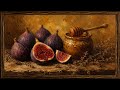 Vintage Figs &amp; Honey Still Life | 1 Hour Silent Ambient No Music | Warm Rustic Botanical Art