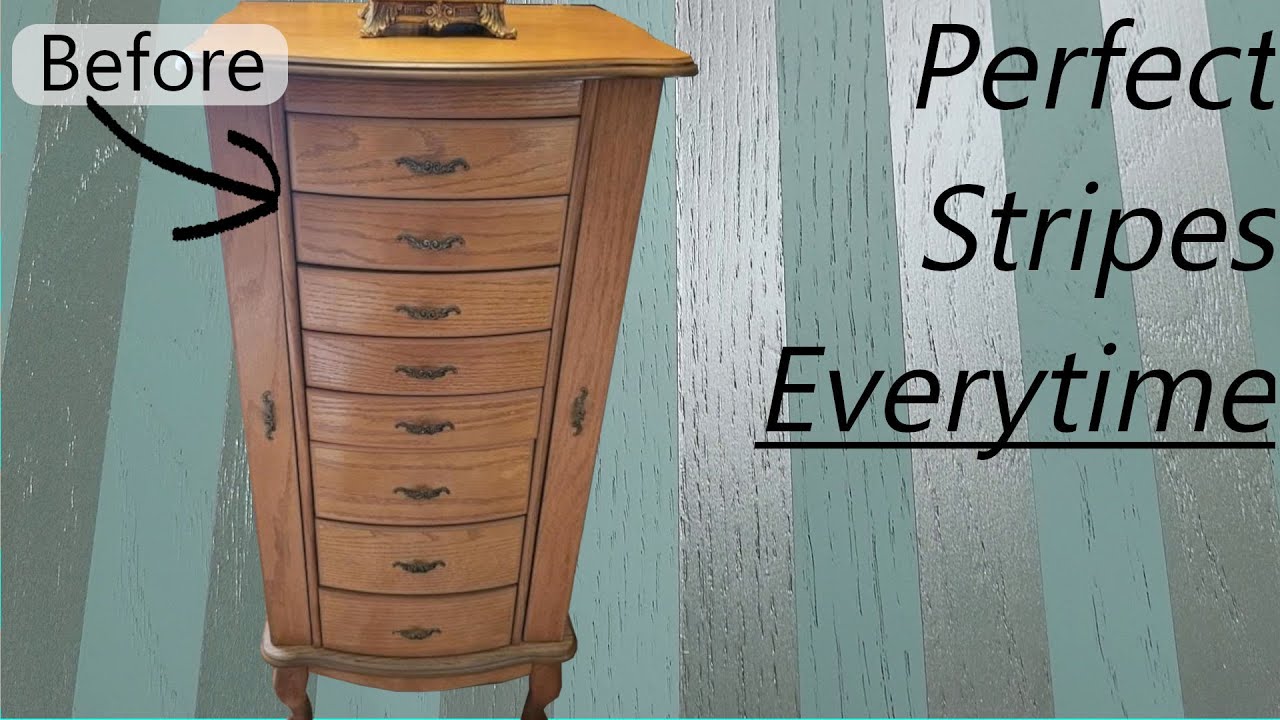 Painting perfect stripes - a jewelry armoire makeover
