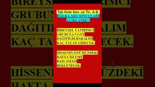 Tab Gida Arz Sonuçlari Açiklandi Kaç Lot Düştü