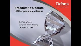 WEBINAR: An introduction to IP  Freedom to Operate (FTO)