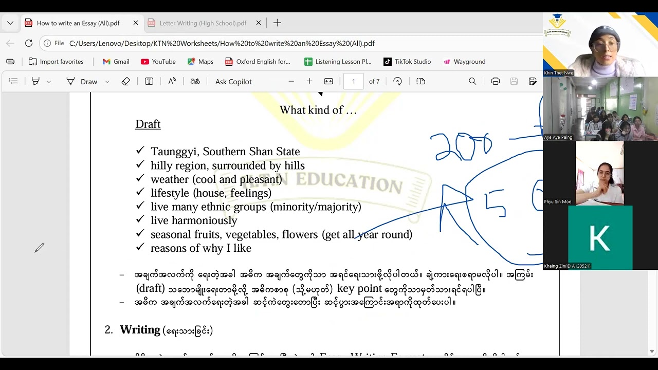 Grade -12 စာမေးပွဲအတွက် Essay နဲ့ & Letter Writing ရေးနည်း၊ တွေးနည်း