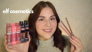 new elf cosmetics | camo liquid blush, cream glide lip liner & glow reviver lip oil