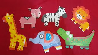 Merangkai Puzzle hewan, jerapah, gajah, kancil, buaya, singa, zebra | Kids Puzzles screenshot 3
