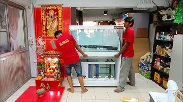 Joe วัชรพล - งานนำส่ง/ติดตั้งตู้ปลา 48 24 24 กรองล่าง ต่อเชื่อมระบบเป็น Overflow All Services Set 2