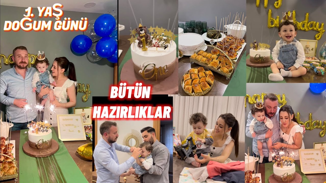 1 Yaş doğum günü 🎂 baştan sona hazırlık ve süsleme. Hediyeleri açıyoruz 🎁 . Babyhope bisiklet 💙