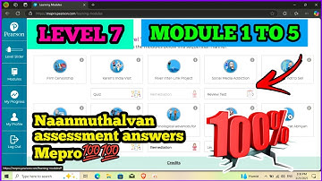 Level 7 ( Module 1 - 5 ) Mepro 1st Year Naanmuthalvan Assessment Answers💯 #naanmudhalvan