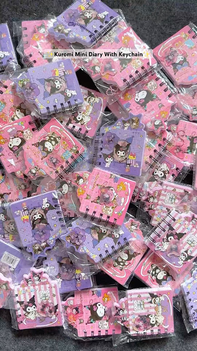 Cutest Kuromi Mini Diary With Keychains 🌷🎀✨#kuromi #sanrio #sanriokuromi #stationery #stationary