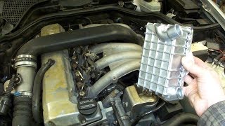 Снятие теплообменника Mercedes W210 Engine oil cooler