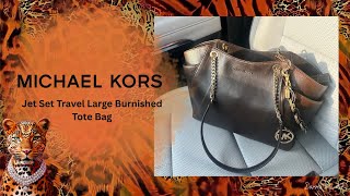 What’s in my Bag?  Michael Kors Jet Set Travel Large Burnished Tote Bag 🧡🤎