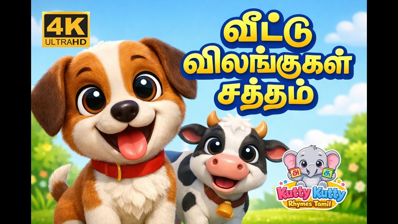 வீட்டு விலங்குகள் சத்தம் | Domestic Animals Sounds in Tamil | Kids Rhymes