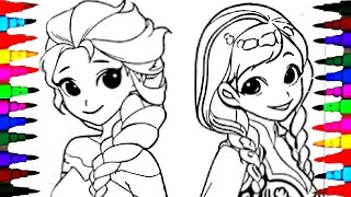 Coloring Pages Disney Frozen Cartoon Elsa and Anna Coloring Book Videos For Children Learning Colors