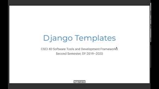 Lecture 23a  - Django Templates