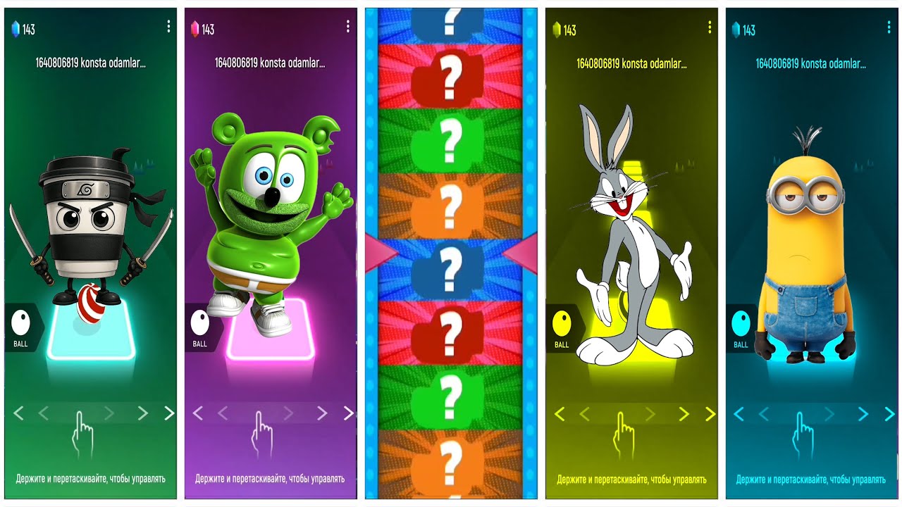 Tiles Hop Mystery Run Ninja Cup, Gummy Bear, Bugs Bunny & Minion Reveal