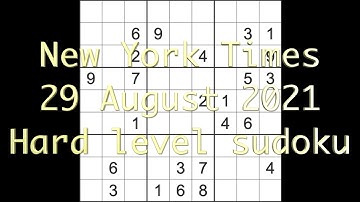 Sudoku solution – New York Times sudoku 29 August 2021 Hard level