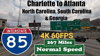 4K  Charlotte to Atlanta. North Carolina, South Carolina & Georgia. I 85 South. Interstate 85