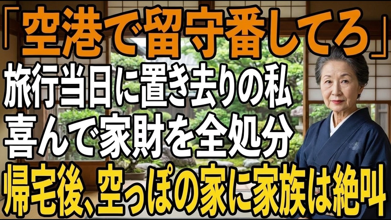 「他人なんだから空港で待ってて。」実の息子にそう言われた瞬間、25年間すべてを捧げてきた私の心は凍りついた。家族旅行に誘われ、嬉しくて空港まで来たのに、チェックインの前で「2人だけで行きたい」と告げられ、ベンチで待つよう言われた。息子の妻から「やっと厄介払いできるわ」と囁かれたのを聞いた時、私は静かに決意した。今度は、私が彼らを驚かせる番。1週間後に帰ってきた彼らが、空っぽの家を見た時の顔が...