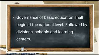 Profed602 THE DEPED ORGANIZATIONAL STRUCTURE BASED IN REPUBLIC ACT NO. 9155