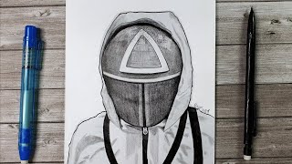 How to Draw Squid Game ⏹🔼⏺Red Guard Uniform