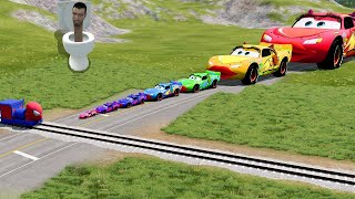 Transporting Pixar Cars Fruits With Colored John Deere Vs Claas Vs Tractors - Beamng.drive