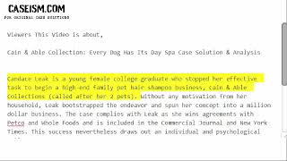 Cain U0026 Able Collection Every Dog Has Its Day Spa  Case Solution U0026 Analysis Caseismcom