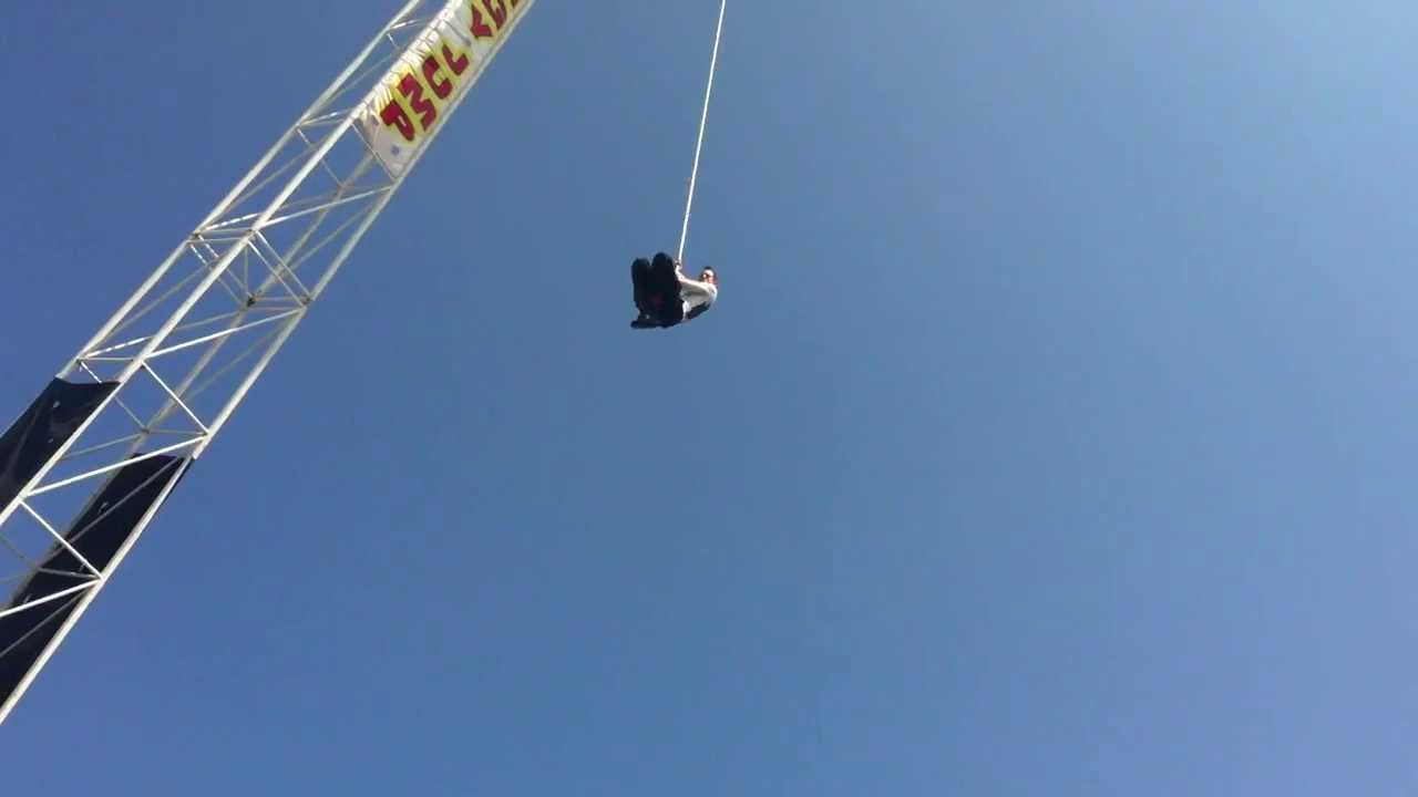 Jay Phoenix bungy jumps at Kingston Park Raceway