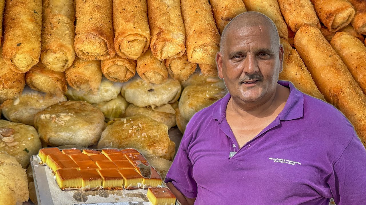 سعيد التطواني اشهر واقدم بائع الحلويات التقليدية وبسطيلة بالدجاج في مدينة  الفنيدق.. مع غناء الملحون