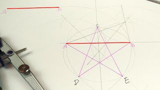 How To Draw A Pentagram With A Compass Knowing The Side Length.step-By-Step