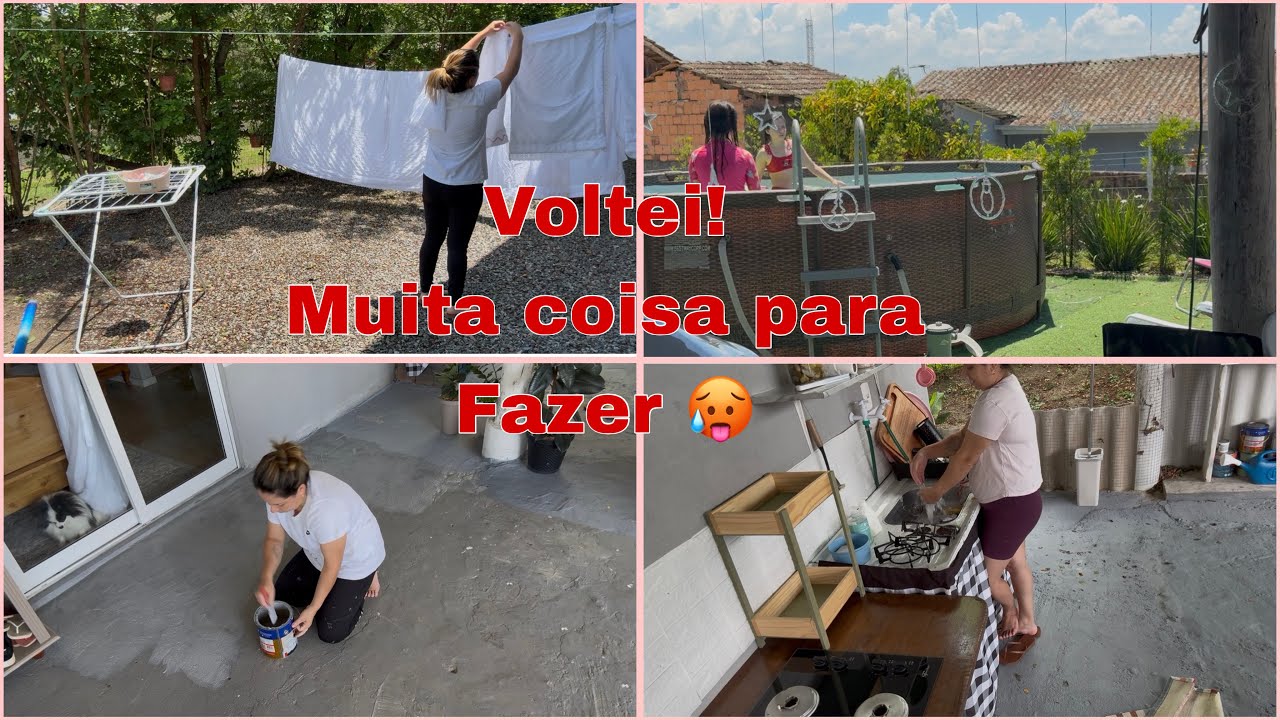 Rotina dona de casa 🏡 pintura no piso🥵faxina área externa para o natal 🎄 