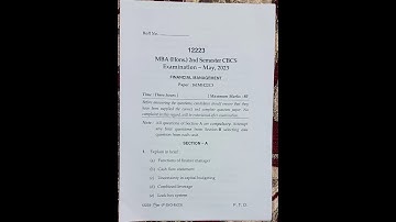 FINANCIAL MANAGEMENT (MDU) (MBA HONS 2 year - 2nd sem) May 2023