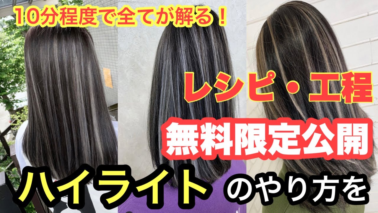 【ハイライトカラー】全工程・レシピ、解説無料公開！！【バレイヤージュ】【エアタッチ】