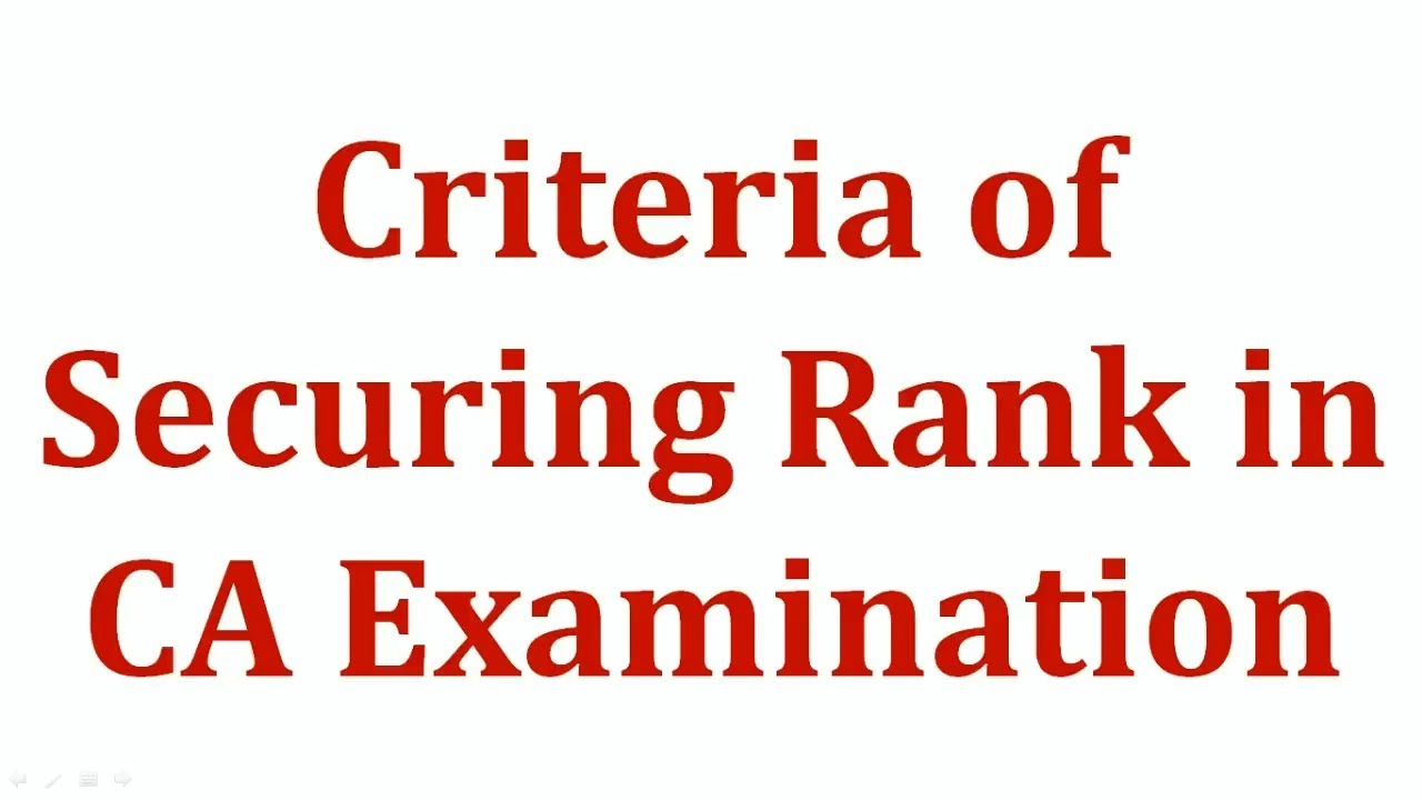Criteria of Securing Rank in CA Examination - YouTube