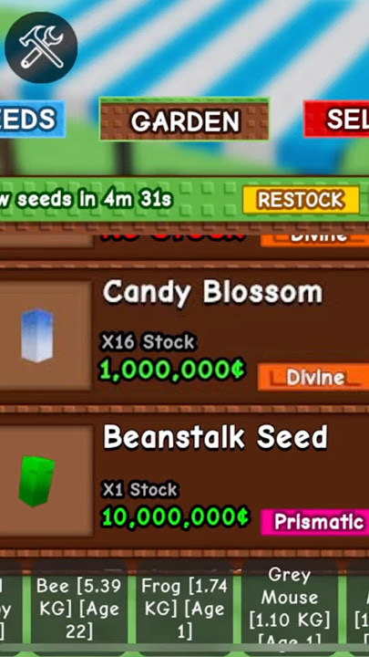Omgg Candy Blossom & Beanstalk Seed Stock | Grow A Garden #roblox #growagarden #candyblossom #shorts