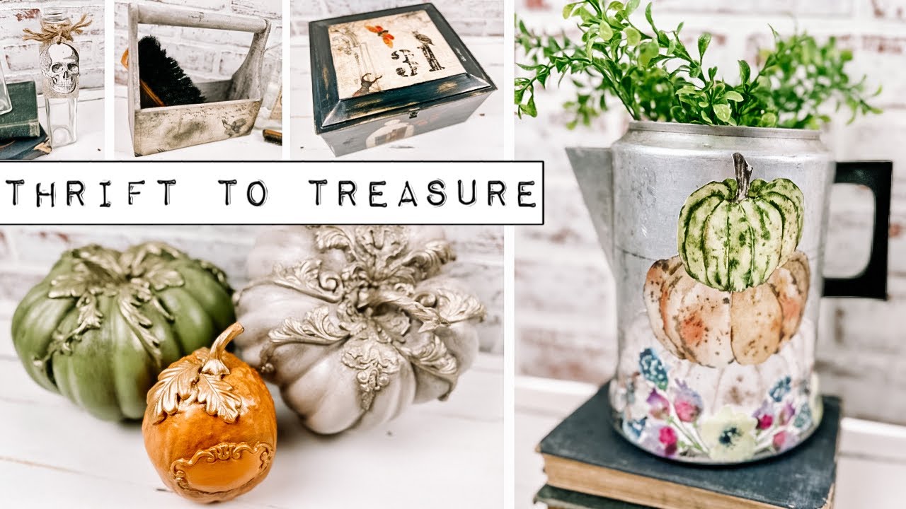 Thrift to Treasure Fall Edition! - Upcycles using Roycycled Decoupage Paper, IOD Moulds & DIY Paint