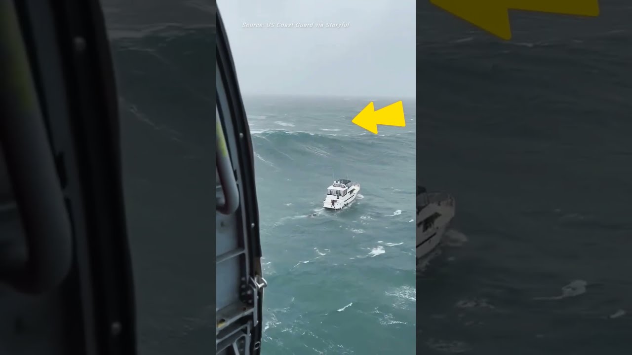 Terrifying Moment Rogue Wave Capsizes Boat During A Rescue Mission
