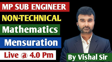 Mp Sub Engineer Live Classes | Mathematics ( Mensuration ) Part 01 | By Vishal Sir | Mp Sub Engineer
