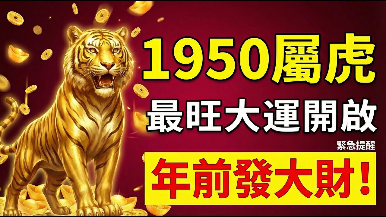 如果你是1950年的虎：恭喜你！今年最旺的一步大運即將開啟，抓住了就是富豪命！千萬別忽視！#1950年屬虎 #屬虎運勢 #生肖虎運勢 #晚年運 #偏財運 #庚寅虎 #生肖虎 #財運 #屬虎 #轉運