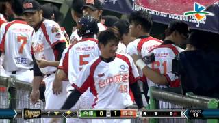 20140606-2 爆米花 合庫vs威達 1下 陳志偉深遠二壘安打送回一分
