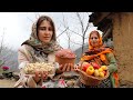Iran kebab in pistachio pilaf with saffron flavor  rural recipes vlog