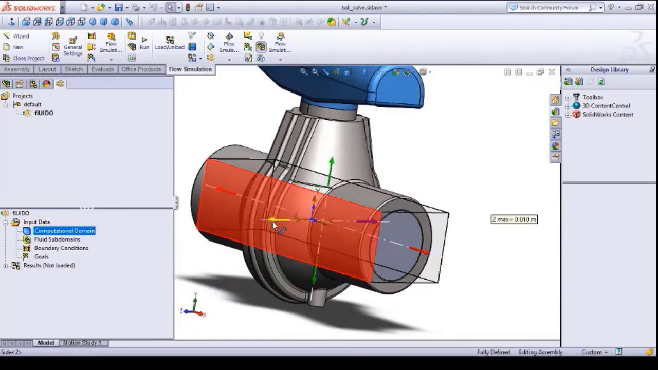 Simulación de flujo en Válvula Globo en Solidworks - YouTube