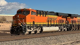 BNSF 8232 Leads an International Stack Train!