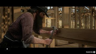 Fat F*** full beard John Marston builds a house with Charles and Uncle: RDR2